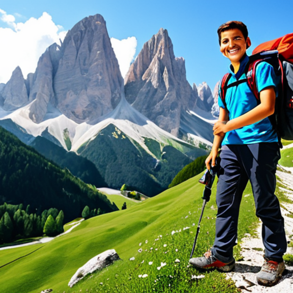 Tobot X and a young Italian adventurer**

"A dynamic scene featuring Tobot X alongside a young Italian adventurer, fully clothed in hiking gear, trekking through the Dolomites mountains. Tobot X is posed heroically, ready for action. The background showcases a breathtaking vista of jagged peaks and verdant valleys. Safe for work, appropriate content, perfect anatomy, natural proportions, high-quality digital illustration, family-friendly."

**