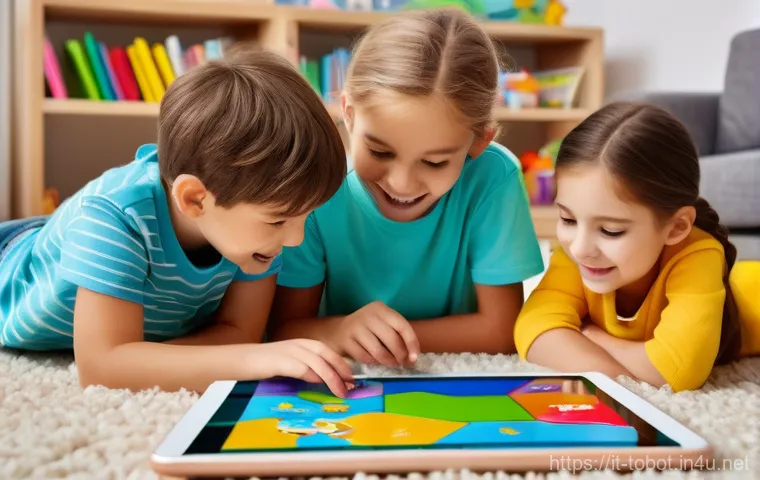 또봇 방영 시간표 - **Prompt:** A cheerful, diverse group of three children (ages 6-8, two boys and one girl), fully clo...