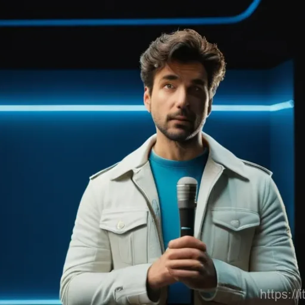 또봇 캐릭터 성우의 인터뷰 - **Prompt:** A dynamic, high-angle shot inside a professional, state-of-the-art Italian dubbing studi...