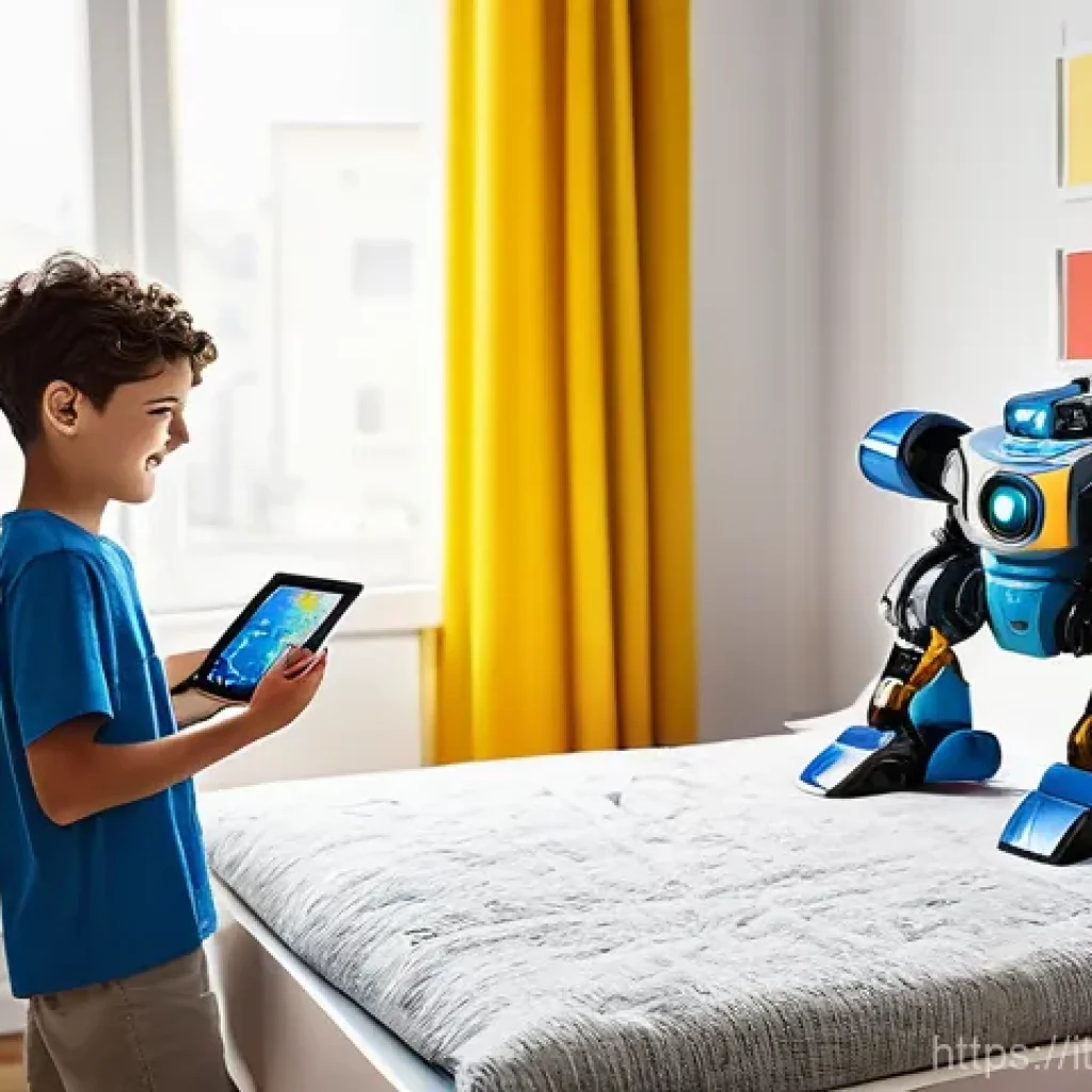 또봇 브랜드의 마케팅 전략 - **Prompt:** A vibrant, dynamic illustration depicting a young Italian boy, around 8 years old, playi...