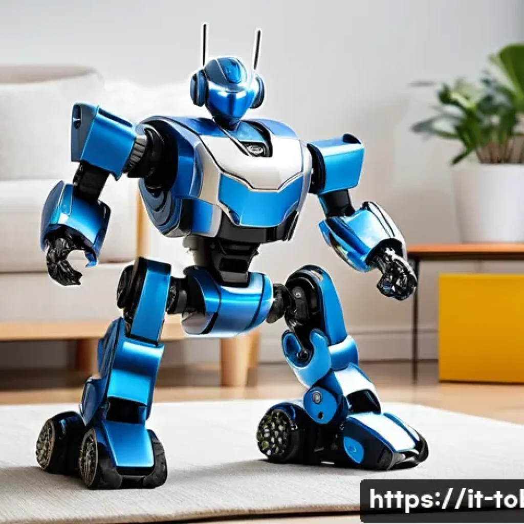 또봇 시리즈별 주요 특징 - A modern Tobot robot toy in mid-transformation, showcasing smooth, fluid mechanical parts with sleek...