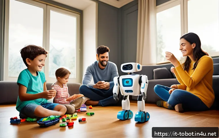 또봇의 한국 시장 성공 요인 - A vibrant family living room scene featuring a diverse Italian family with parents and children aged...